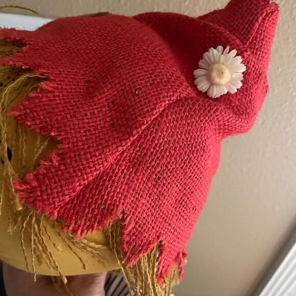 Vintage Handmade Fall Harvest Patchwork Scarecrow 20 inches tall - Picture 9 of 16